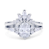 Two Piece Oval Vintage Style Bridal Engagement Ring Cubic Zirconia 925 Sterling Silver Wholesale
