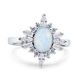 Wholesale Vintage Style Oval Engagement Ring Lab Created White Opal 925 Sterling Silver