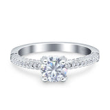 Wholesale Solitaire Accent Round Engagement Ring Simulated Cubic Zirconia 925 Sterling Silver
