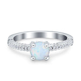 Wholesale Solitaire Accent Round Engagement Ring Lab Created White Opal 925 Sterling Silver