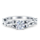 Vintage Style Floral Round Engagement Ring Cubic Zirconia 925 Sterling Silver Wholesale