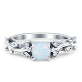 Vintage Style Floral Round Engagement Ring Lab Created White Opal 925 Sterling Silver Wholesale