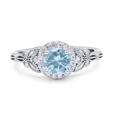 Art Deco Round Butterfly Engagement Ring Simulated Aquamarine 925 Sterling Silver Wholesale