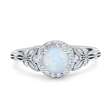 Art Deco Round Butterfly Engagement Ring Lab Created White Opal 925 Sterling Silver Wholesale