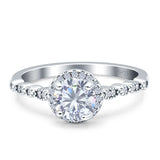 Halo Round Engagement Ring Cubic Zirconia 925 Sterling Silver Wholesale