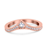 Princess Cut Art Deco Engagement Wedding Half Eternity Ring Rose Tone, Simulated CZ 925 Sterling Silver