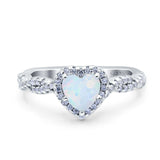 Art Deco Heart Infinity Wedding Bridal Ring Lab Created White Opal 925 Sterling Silver