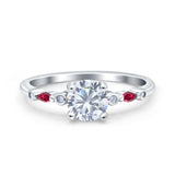 Vintage Style Round Bridal Wedding Ring Marquise Ruby Simulated Cubic Zirconia 925 Sterling Silver