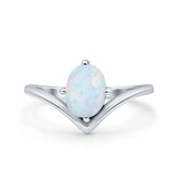 V Art Deco Wedding Ring Oval Lab Created White Opal 925 Sterling Silver