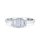 Baguette Shape Wedding Ring Band Simulated Cubic Zirconia 925 Sterling Silver