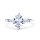 Marquise Art Deco Wedding Engagement Ring Pear Simulated Cubic Zirconia 925 Sterling Silver