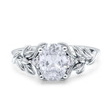Leaf Style Oval Vintage Engagement Ring Simulated Cubic Zirconia 925 Sterling Silver Wholesale