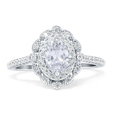 Floral Oval Vintage Engagement Ring Cubic Zirconia 925 Sterling Silver Wholesale