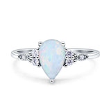 Vintage Teardrop Pear Engagement Ring Lab Created White Opal 925 Sterling Silver Wholesale