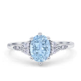 Oval Art Deco Engagement Ring Simulated Aquamarine 925 Sterling Silver Wholesale