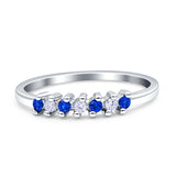 Round Dazzling Eternity Wedding Band Simulated Blue Sapphire 925 Sterling Silver Wholesale