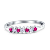 Round Dazzling Eternity Wedding Band Simulated Ruby 925 Sterling Silver Wholesale