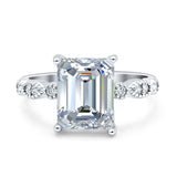 Vintage Emerald Cut Engagement Ring Simulated Cubic Zirconia 925 Sterling Silver Wholesale