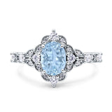 Art Deco Oval Engagement Ring Simulated Aquamarine CZ 925 Sterling Silver Wholesale