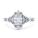 Art Deco Oval Engagement Ring Simulated Cubic Zirconia 925 Sterling Silver Wholesale