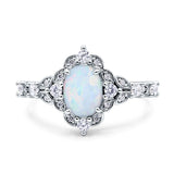 Art Deco Oval Engagement Ring Lab Created White Opal 925 Sterling Silver Wholesale