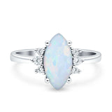 Vintage Marquise Engagement Ring Lab Created White Opal 925 Sterling Silver Wholesale