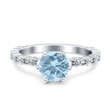 Art Deco Round Engagement Ring Simulated Aquamarine CZ 925 Sterling Silver Wholesale