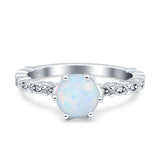 Art Deco Round Engagement Ring Lab Created White Opal 925 Sterling Silver Wholesale