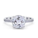 Elegant Hidden Halo Cushion Engagement Ring Cubic Zirconia 925 Sterling Silver Wholesale