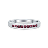 14K White Gold 0.25ct Round 3mm Art Deco G SI Half Eternity Ruby Band Diamond Engagement Wedding Ring Size 6.5