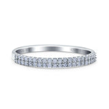 14K White Gold 0.17ct Round 2.3mm Double Row Pave Art Deco G SI Half Eternity Band Diamond Engagement Wedding Ring Size 6.5