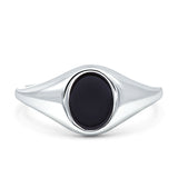 Signet Oval Mens Ring Simulated Black Onyx Fashion Solid 925 Sterling Silver Wholesale