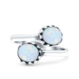 Vintage Style Petite Dainty Adjustable Lab Created White Opal Ring Solid Round Oxidized 925 Sterling Silver