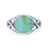 Infinity Shank Simulated Turquoise Ring Solid Round Oxidized 925 Sterling Silver