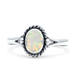 Oval New Design Thumb Ring Statement Fashion Oxidized Lab Created White Opal Solid 925 Sterling Silver