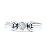 Moon Thumb Ring Statement Fashion Oxidized Simulated Moonstone Solid 925 Sterling Silver