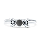 Moon Thumb Ring Statement Fashion Oxidized Simulated Black Agate Solid 925 Sterling Silver