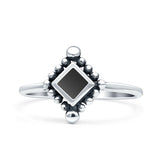 Princess Design Thumb Ring Statement Fashion Oxidized Simulated Black Onyx Solid 925 Sterling Silver