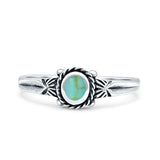 Vintage Style Oval Thumb Ring Statement Fashion Oxidized Simulated Turquoise 925 Sterling Silver