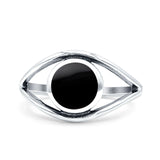 Round Thumb Ring Statement Fashion Oxidized Simulated Black Onyx Solid 925 Sterling Silver