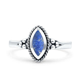 Vintage Style Marquise New Design Thumb Ring Statement Fashion Simulated Blue Lapis 925 Sterling Silver