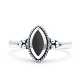 Vintage Style Marquise New Design Thumb Ring Statement Fashion Simulated Black Onyx 925 Sterling Silver