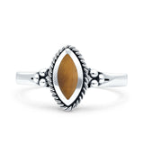 Vintage Style Marquise New Design Thumb Ring Statement Fashion Simulated Tiger Eye 925 Sterling Silver
