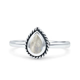 Rope Pear Design Thumb Ring Statement Fashion Simulated Moonstone Solid 925 Sterling Silver