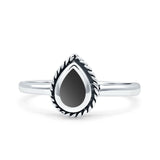Rope Pear Design Thumb Ring Statement Fashion Simulated Black Onyx Solid 925 Sterling Silver