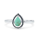 Rope Pear Design Thumb Ring Statement Fashion Simulated Turquoise Solid 925 Sterling Silver