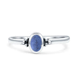 Simple Design Oval Thumb Ring Statement Fashion Oxidized Simulated Blue Lapis 925 Sterling Silver