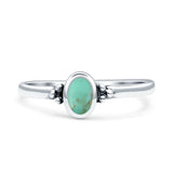 Simple Design Oval Thumb Ring Statement Fashion Oxidized Simulated Turquoise 925 Sterling Silver