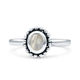 Petite Dainty New Style Oval Statement Fashion Oxidized Simulated Moonstone 925 Sterling Silver