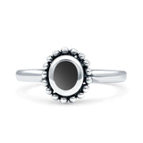 Petite Dainty New Style Oval Statement Fashion Oxidized Simulated Black Onyx 925 Sterling Silver